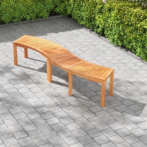 Costway 1/2/4 PCS Outdoor Curved Bench with Slatted Seat Wrap Around Tree Bench 2-Person Seating - 1 of 4