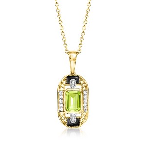 Ross-Simons 1.20 Carat Peridot and .10 ct. t.w. White Topaz Art Deco-Style Pendant Necklace With Multicolored Enamel in 18kt Gold Over Sterling Size - 1 of 3