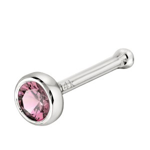 Jewelry Avalanche 22G 14K Gold Bezel-set Pink Tourmaline Ball-end Nose Stud - 1 of 3
