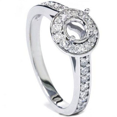 Pompeii3 1/3ct Halo Diamond Engagement Ring Setting 14K White Gold Semi Mount