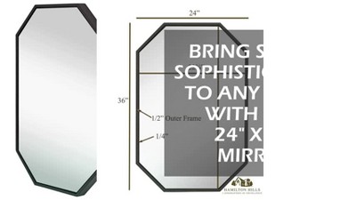 Hamilton Hills 24x36 Inch Oval Black Framed Wall Mirror