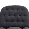 PAGED Chenille Upholstered Accent Chair with Metal Round Base, Modern Swivel Chairs for Bedroom, Reading Room, Teal - 4 of 4