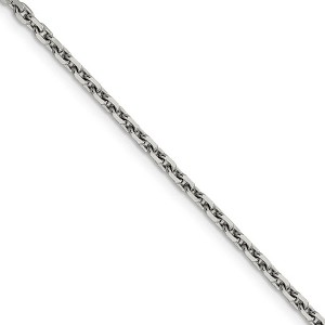 Black Bow Jewelry 2.5mm, 14k White Gold, Diamond Cut Solid Cable Chain Necklace - 1 of 4