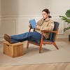 VECELO Mid-Century Modern Accent Chair, Upholstered Lounge Chair with 1 Pillow, Solid Wood Frame, Black - 4 of 4