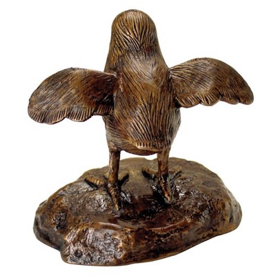 Solid Bronze Baby California Quail Garden Statue with Sepia Patina