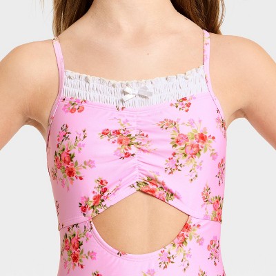 Art Class Girls' May Bouquet Floral One Piece Swimsuit - art class™ Pink XL — фото 3