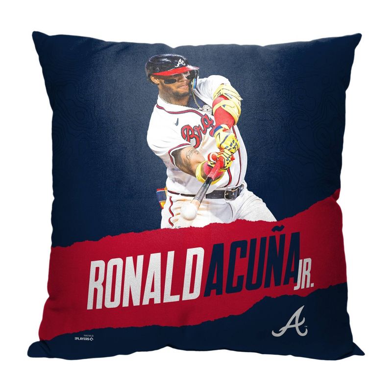 18&#34;x18&#34; MLB Atlanta Braves 23 Ronald Acuna Jr. Player Printed Throw Decorative Pillow, 1 of 6