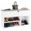 Shoe Bench with Cushion,Adjustable Shelf Entryway Bench,Hidden Storage Shoe Bench - 4 of 4