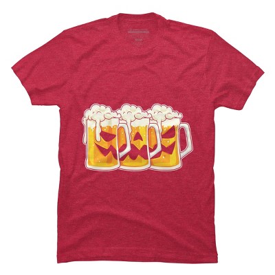 Men's Design By Humans Halloween Jack O Lantern Beer Drinking By RedBirdLS T-Shirt