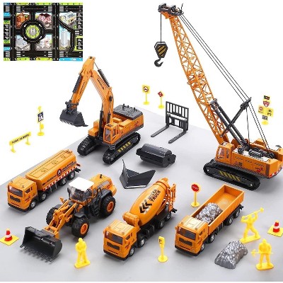 Skirfy Construction Vehicles Boys Toy Playsets, Crane Truck Excavator Crane Dump Truck Toy Car Sets Gift for Kids