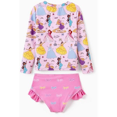 Disney Princess Kids Girls Summer Holiday Ruffle Swimwear Sets Rashguard Princesses Pink 4T-5T — фото 3