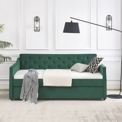 Day Beds With Storage,Sofa Bed Tufted,Upholstered Sofa Bed,Sleeper Sofa Wood Frame-Cuddlewood
