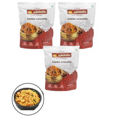 Adukale Karida Avalakki / Masala Poha Mixture Pack of 3 × 180 g = 540 g