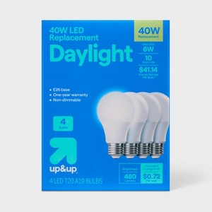 4pk 40W Plastic T20 Lightbulb Cool White - up&up™ - 1 of 4