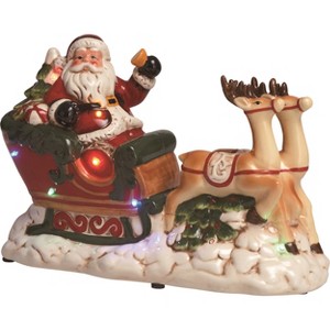 Transpac Dolomite Santa with Sleigh Music and LED Decorative Figurine Multicolored Ceramic Christmas Tabletop Battery Operated 3xAAA Prelit Indoor Use - 1 of 1