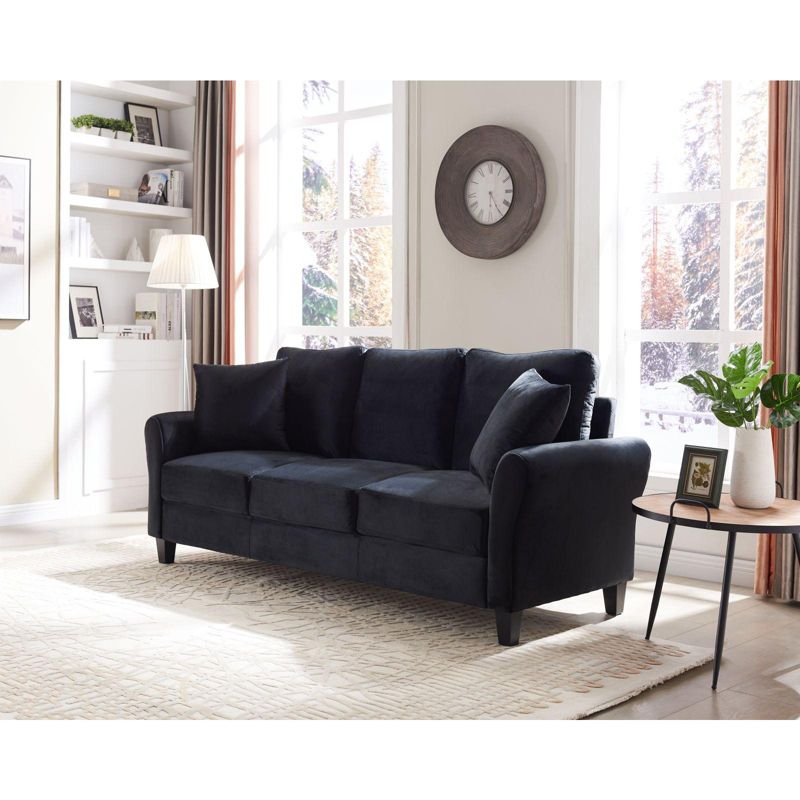 Clio Velvet Upholstered 3 Seater Sofa Couch,78 inches Long Sofas,Modern Velvet Couch 3 Seater Sofa with 2 Pillow-Maison Boucle, 2 of 9