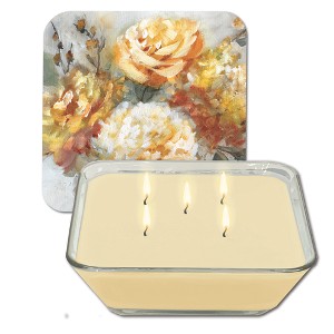 Courtside Market Golden Blush Collection ~ Golden Bouquet Splash 20 oz Soy Wax Candle with Decorative Art Lid - 1 of 3