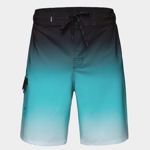 Rokka&Rolla Men's 9" Half Elastic Waist Board Swim Shorts -Ocean Gradient , size Large