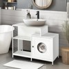 DSVIMOY Cat Litter Box Enclosure for Bathroom, Hidden Litter Pet Washroom with Divider, Indoor Cat House for Large Cats, White, 34.45"*21.26"*25.98" - 4 of 4
