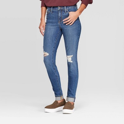 ripped high rise super skinny ankle jeans