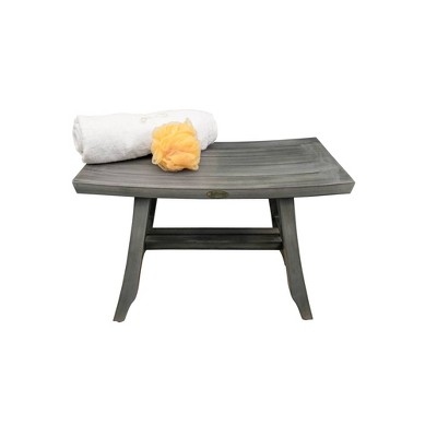 Satori Antique Gray Wide Teak Wood Spa Shower Bench, 26"