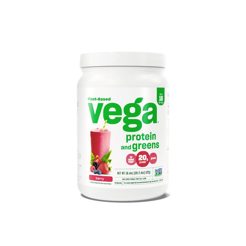 Vega Protein and Greens Plant Based Vegan Protein Powder - Berry - 18.4oz - 18 Servings, 1 of 7