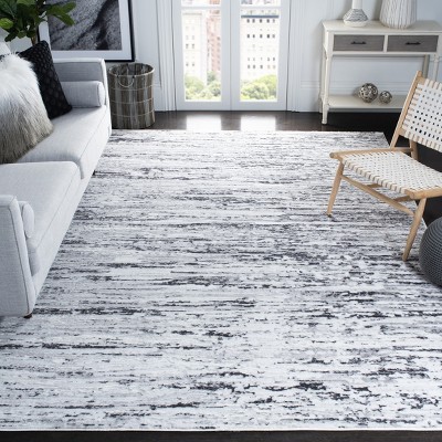 Amelia Light Grey and Charcoal Square Synthetic Area Rug