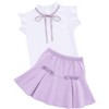 Girls Skirts with Ruffle Sleeve Tops Tie Detail Skirts Ruffled Trim Girls Tops with Pleated Flutter Skirts - 2 of 4