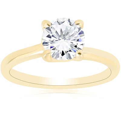 Pompeii3 1 ct Round Diamond Solitaire Engagement Ring 14k Yellow Gold