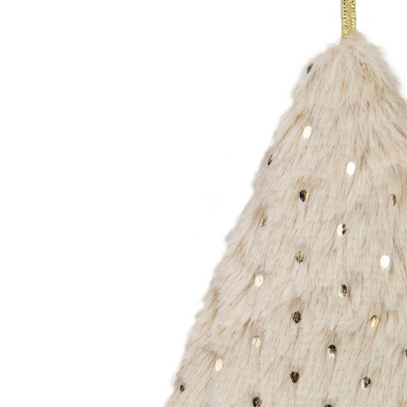 Northlight Set of 2 Beige Faux Fur Star and Christmas Tree With Sequin Ornaments - 4.25", 4 of 5