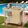 Outdoor Grill Cart & Rolling Kitchen Island with Stainless Steel Top - with Drawer, Spice Rack, Open Shelves, Wheels, Portable Patio Bar Cart for BBQ - 2 of 4
