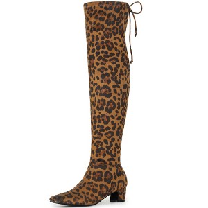 BLISSFUL STEP Square Toe Comfy Thigh High Boots Stretch Over the Knee Boots for Women - 1 of 4