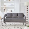 53.7" Velvet Loveseat ¨C Modern 2-Seater Open Back Sofa with 3 Pillows, Metal Legs, Compact Mini Sofa for Living Room, Bedroom, Office, Dorm - 2 of 4