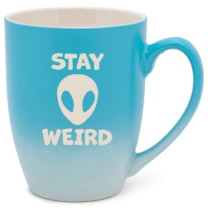 100 North Alien 10 Ounce Blue and White Two Toned Ombre, Comfortably Fits Your Hands, Ceramic Tea Coffee Cup Mug, Stay Weird - 1 of 1