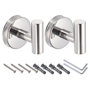 Unique Bargains Stainless Steel Rust Resistant Wall Mount Bath Towel Hook 2 Pcs - 1 of 4