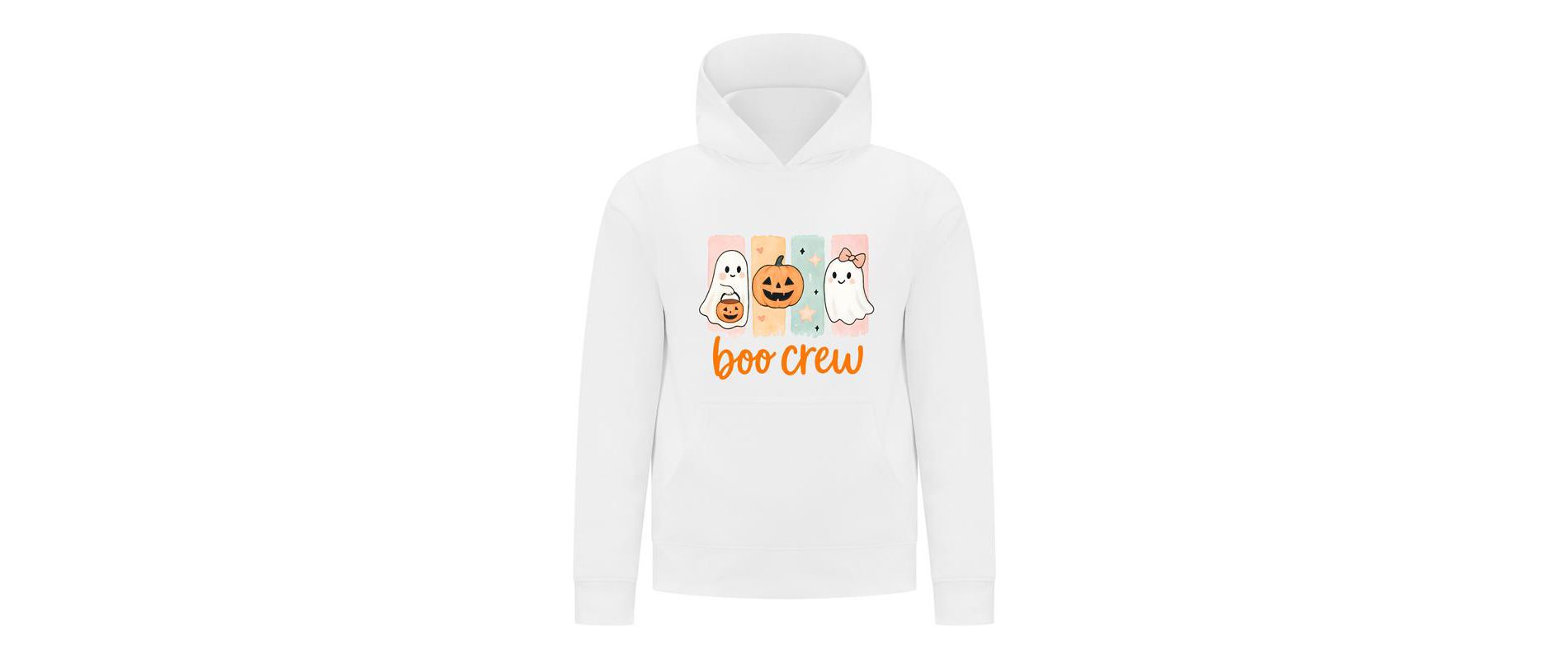 Everyday Kids “Boo Crew” Halloween Hoodie – Cute Ghosts and Pumpkins – Cozy Fall Sweatshirt for Girls, White, Size 6/7