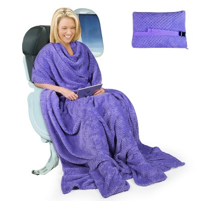 Tirrinia 4-in-1 Travel Blanket – Premium Fleece with Zippered Pocket & Built-in Carry Bag, Honeycomb