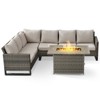 POCASSY All Weather Gray Wicker Outdoor Sectional Sofa with Fire Pit Table, 4PCS Patio Furniture Set with 41" Propane Firepit Table for Outside - 3 of 4
