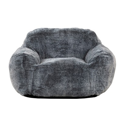 Soft Memory Polyester Bean Bag Sofa Chair with Armrest, Modern Living Room Bean Bag, Blue Gray