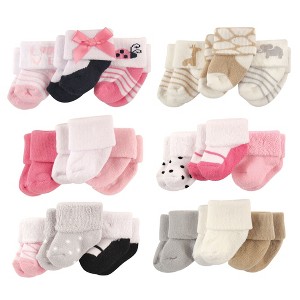 Luvable Friends Infant Girl Cotton Terry Socks, 18-Piece, Ladybug Safari Pink Black, 0-3 Months - 1 of 1