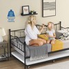 Twin Daybed with Trundle, Metal Day Bed Twin Size with Steel Slat Support, Modern Pull Out Day Bed Frame for Kids Room, Living Room, Guest Room - 4 of 4