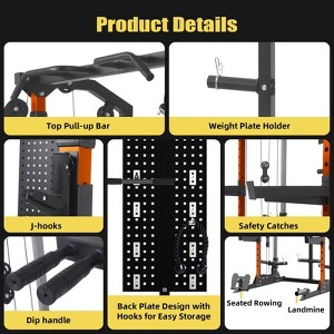 Home Gym Power Cage Squat Rack¨C2000LBS Capacity with Dual Pulleys for Cable Crossover,LAT Pulldown & Leg Workouts¨COrange Complete Training Station - 1 of 4