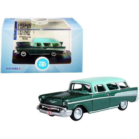 1957 Chevrolet Nomad Highland Green Metallic with Surf Green Top 1/87 (HO)  Scale Diecast Model Car by Oxford Diecast