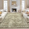 Washable Rug, Non Slip Backing Non Shedding Oriental Floral Vintage Carpet for Hallway Entryway Bedroom,Ultra-Thin Foldable Neutral Floor Cover - 3 of 4