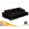 102.4 Inch Convertible Lounge Sofa with 3 Ottomans, 4-Seat Cloud Couch with Cushions, Corduroy Lounge Sofa with Wood Frame-Coolbibila - 4 of 4