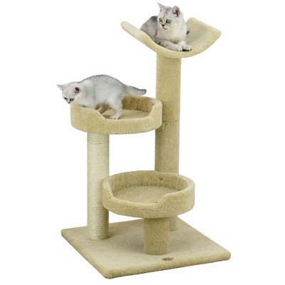 Go Pet Club 37" Premium Carpeted Cat Tree Furniture with Sisal Covered Post LP-809 - Beige