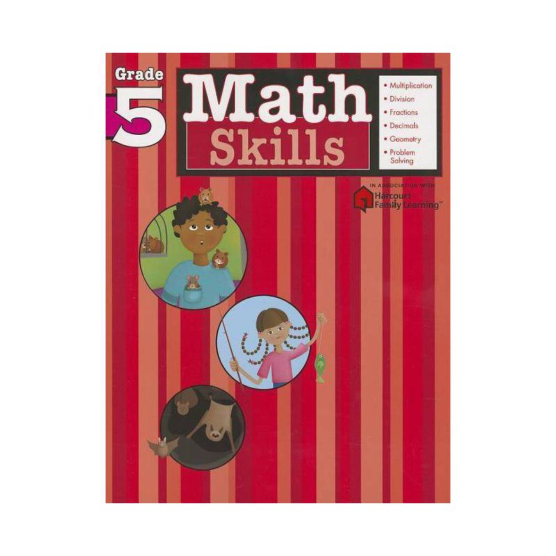 Math Skills: Grade 5 (Flash Kids Harcourt Family Learning) - (Paperback), 1 of 2