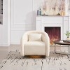 Set of 2 Swivel Accent Chair Modern Teddy Fabric Upholstery with 360-Degree Rotation & Comfy Barrel Shape for Living Room or Bedroom-Cuddlewood - 3 of 4