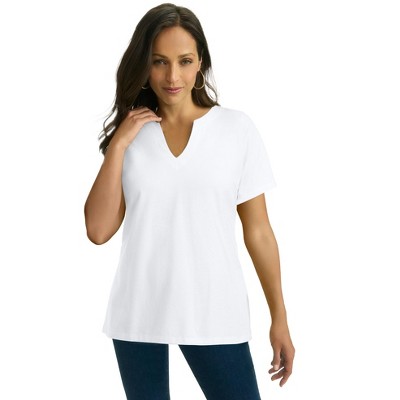 Jessica London Women's Plus Size Stretch Cotton Notch Neck Tunic