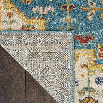 Turquoise Ivory Medallion 4' x 6' Synthetic Area Rug